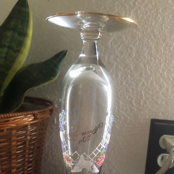 Rare Clear Hand Painted Fenton 50th Anniversary Bud Vase w/Ruffles & Gold Edging - Picture 16 of 16